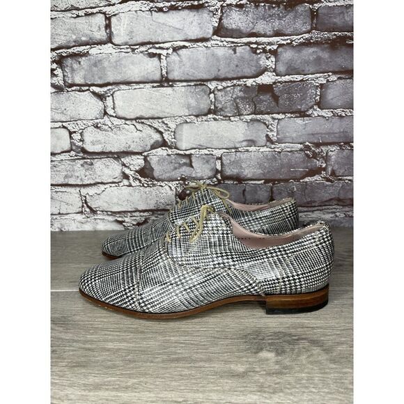 O'Quincy by Jan Palmen White Black Plaid Lace Up Oxfords Shoes Women 41EU/10.5US - Picture 5 of 16